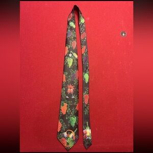 D'em Crazy Men's Wine Grape Vineyard Vino Black Necktie Tie T6